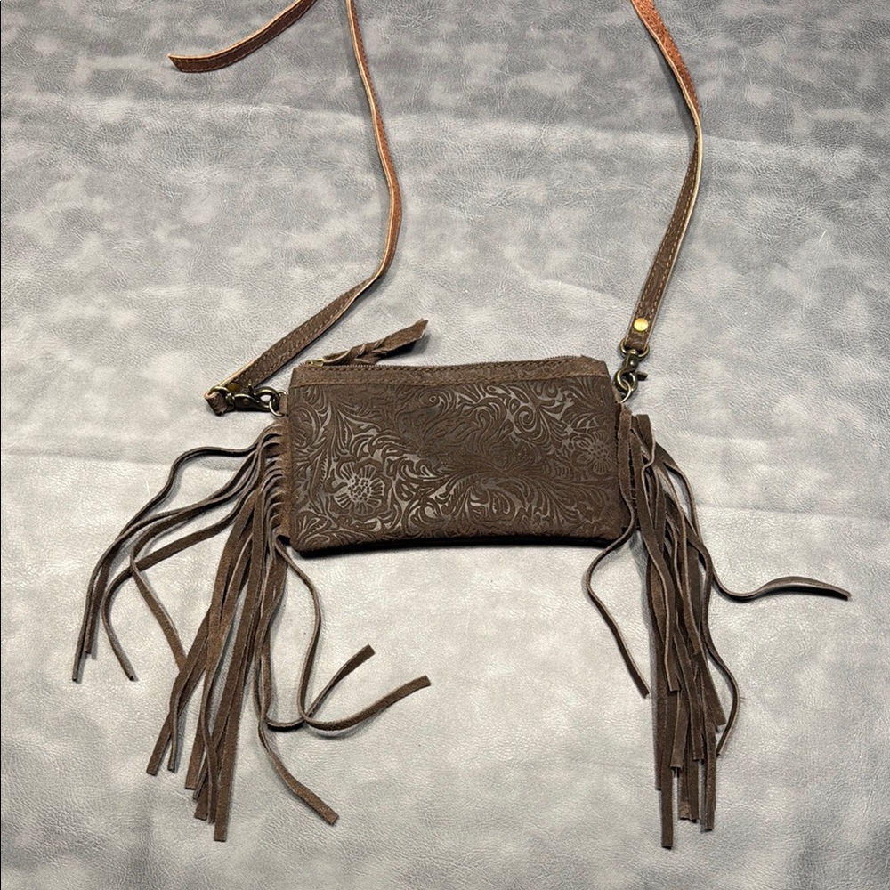 American Darling Embossed Brown Leather Crossbody Bag